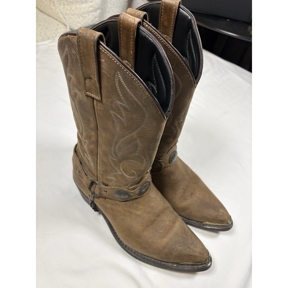 Masterson Men's Brown Leather Western Cowboy Boots RB918 Concho Harness 9 D
